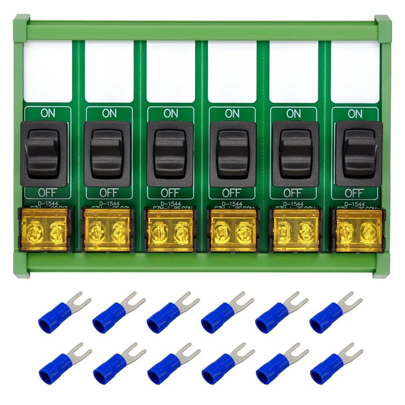 HCDC DIN Rail Mount Paddle Rocker Switch Module, 10Amp 250VAC / 50VDC (6 Channel) - Image 1